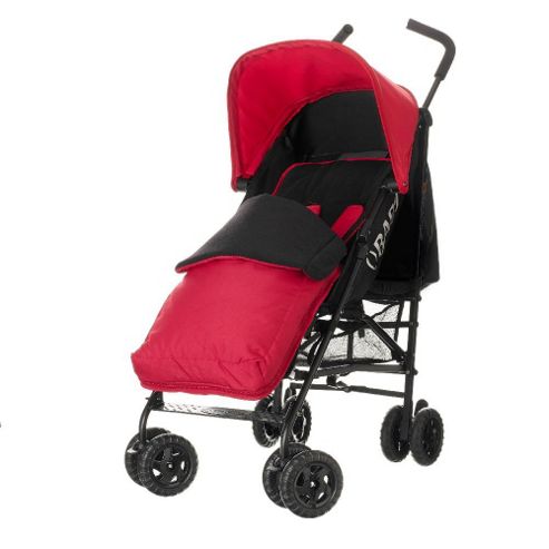 Image of Obaby Atlas Black & Grey Stroller With Red Footmuff - Red