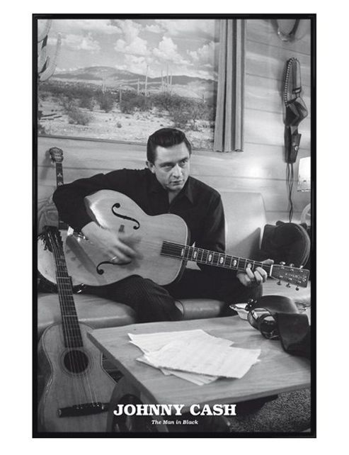 Image of Johnny Cash The Man In Black Gloss Black Framed Poster