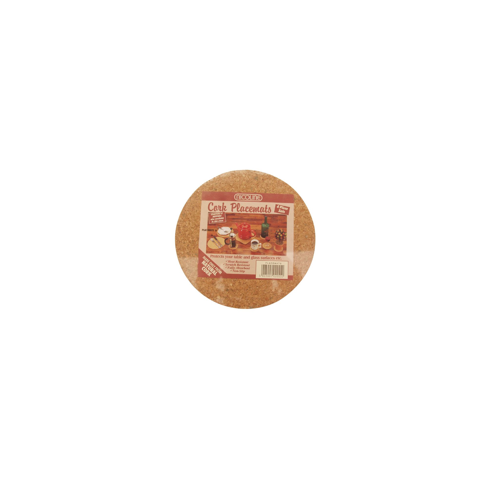 Nicoline Rct Placemats Rnd Cork 20cm X4