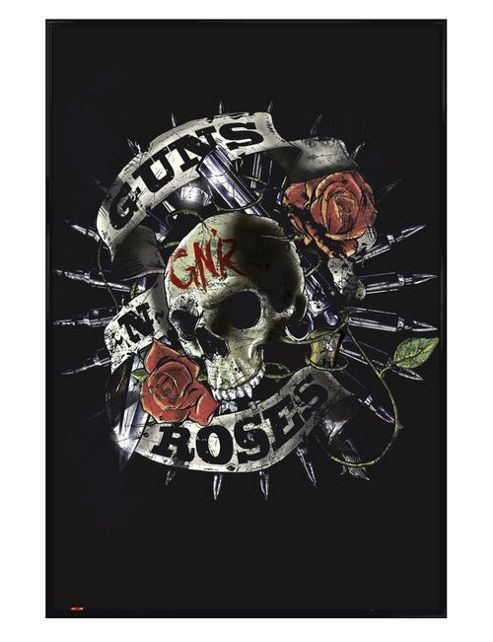 Image of Guns 'n' Roses Guns N Roses Gloss Black Framed Skull Gnr Poster