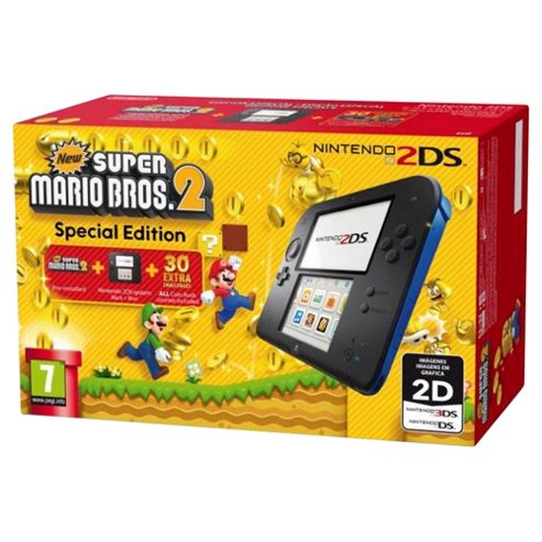 Image of Black And Blue 2ds Console And New Super Mario Bros. 2