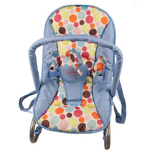 Image of Cute Baby Rocker Bouncer In Blue With Colourful Dots