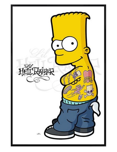 Image of Gloss Black Framed The Simpsons Lil Hellraiser Bart Simpson Poster