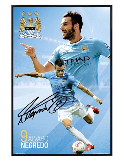 Image of Manchester City Football Club Gloss Black Framed Alvaro Negredo Mcfc Poster