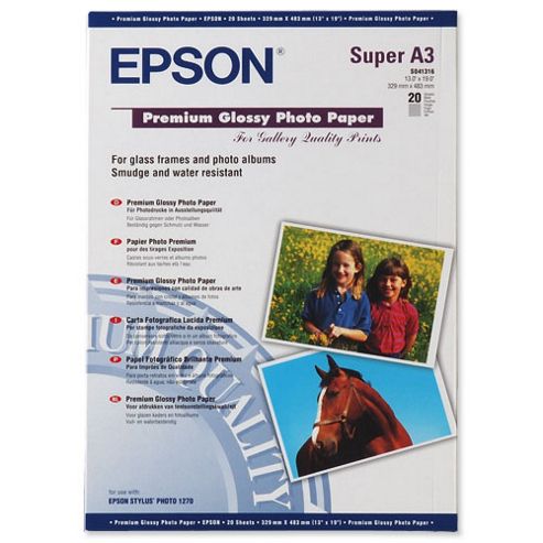 Image of Epson Premium Photo Paper Glossy 255gsm A3 Ref S041315 [20 Sheets]