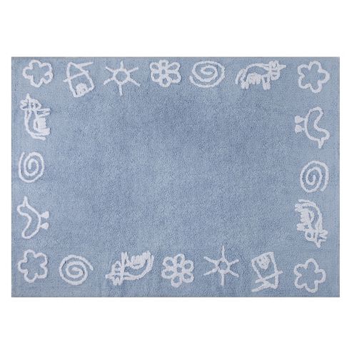 Image of Lorena Canals Granja Blue Children's Rug - 120 Cm W X 160 Cm D (3 Ft 11 In X 5 Ft 3 In)