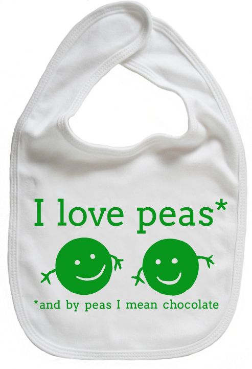 Image of Dirty Fingers I Love Peas &amp; By Peas I Mean Chocolate Bib White