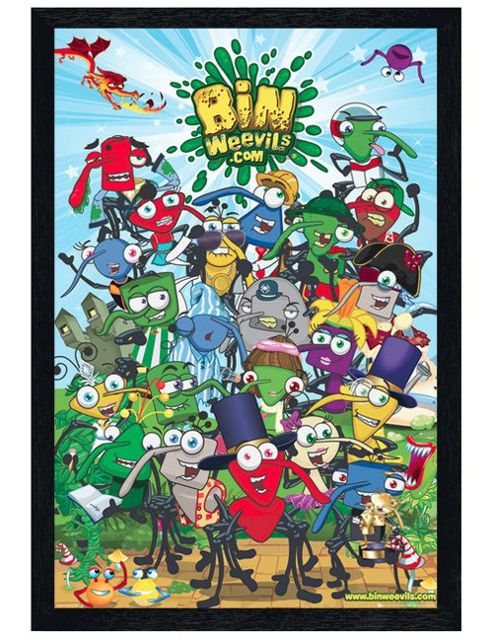 Image of Bin Weevils Black Wooden Framed The Online World Of The Bin Weevils Poster