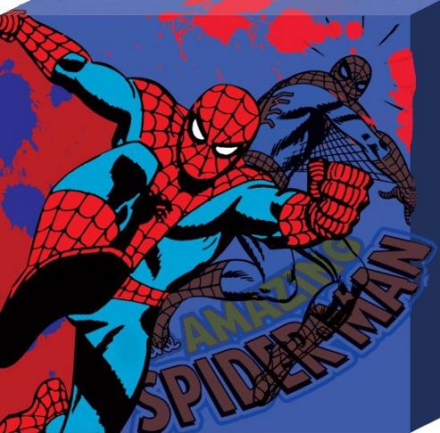 Image of Spiderman The Amazing Comicbook Paint Splatter Canvas Print