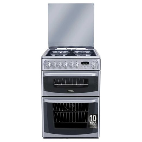 Image of Cannon By Hotpoint Ch60dhsfs, Freestanding, Gas Cooker, 60cm, Silver, Twin Cavity, Double Oven