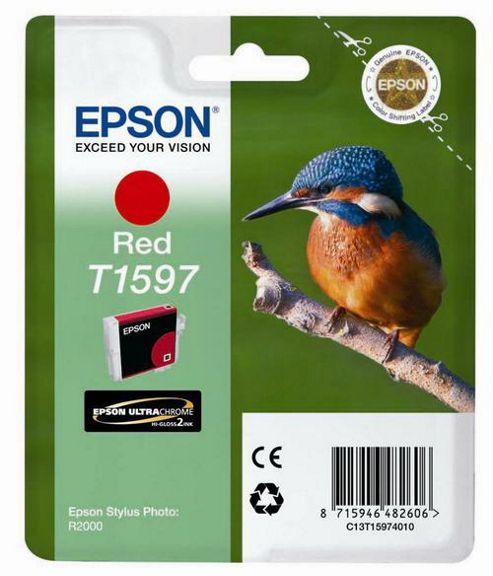 Image of Epson Kingfisher T1597 Ultrachrome Hi-gloss2 Ink Cartridge For R2000 - Red