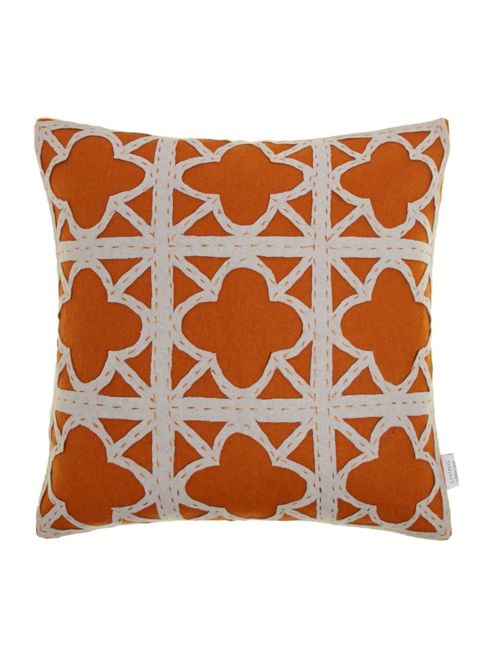 Image of Felt Applique Maze Cushion, Rust