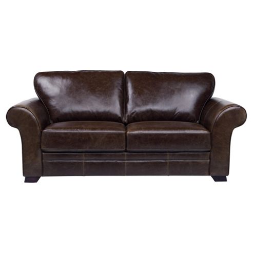 Image of Aldeborough Large 3 Seater Leather Sofa, Walnut