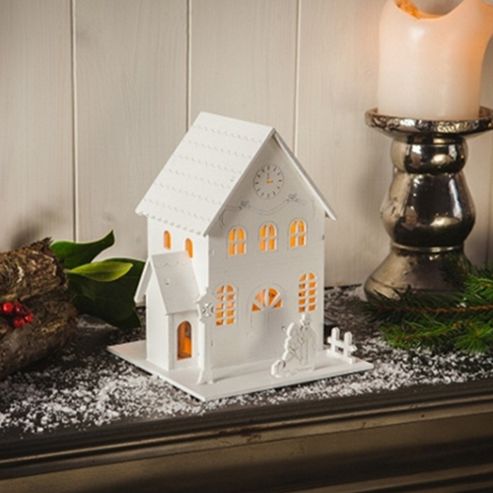 Image of Noma Wood House Battery Operated 3 Led Warm White Lights