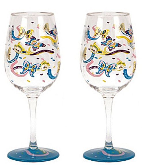 Image of Lolita Set Of 2 Acrylic Wine Glasses - Social Butterfly