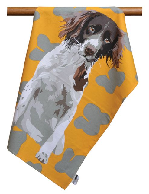 Image of Leslie Gerry Spaniel Design Tea Towel