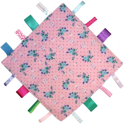 Image of Dotty Fish Baby Tag Blanket - Pink Flower