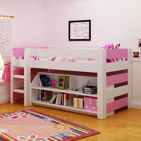 Image of Seconique Lollipop Mid Sleeper Bunk Bed - White / Pink