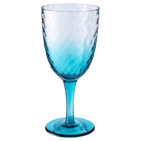Image of Hammered Effect Wine Glass, Turquoise