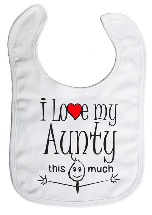 Image of Dirty Fingers, I Love My Aunty This Much, Baby Feeding Bib, White