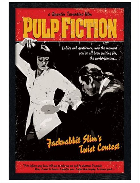 Image of Black Wooden Framed Pulp Fiction Jackrabbit Slim's Twist Contest Poster