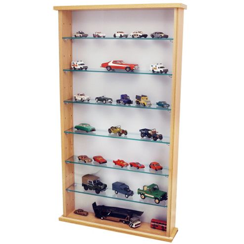 Image of Wall Display Cabinet With Six Glass Shelves - Beech