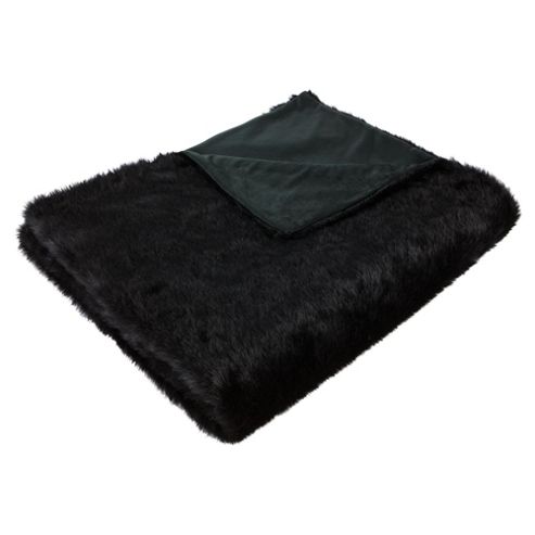 Image of Faux Fur Black Throw