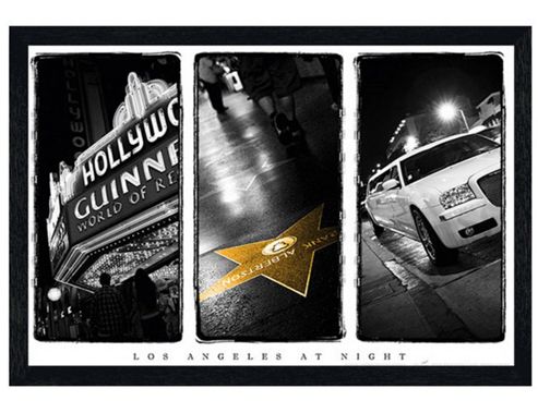Image of Black Wooden Framed Los Angeles Triptych Poster