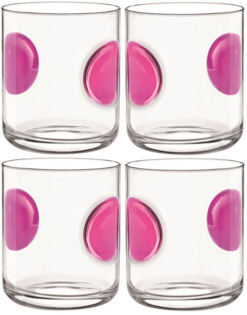 Image of Bormioli Rocco Giove Water Tumbler Glasses - Set Of 4 - Fuchsia Pink - 310ml