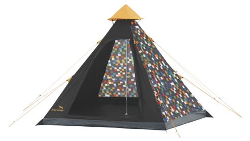 Image of Easy Camp 4 Man Camping Tipi Pixel Tent Black 205x300x275cm