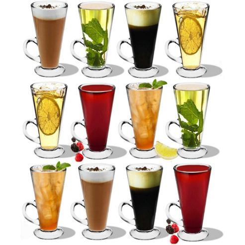 Image of Pack Of 12 Columbian Latte Glasses - Glass Cups For Coffee / Tea 280ml 15cm Tall