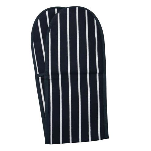 Image of Rushbrookes Classic Butcher's Stripe Double Oven Glove, Navy