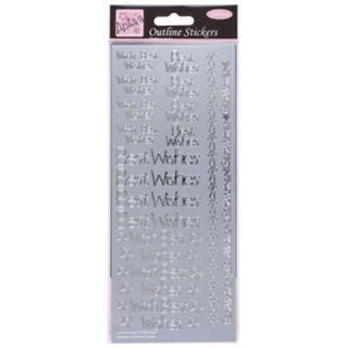 Image of Outline Stickers Regular Best Wishes Silver
