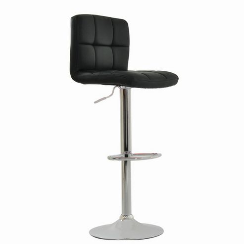 Image of Cuban Black Faux Leather Swivel Bar Stool