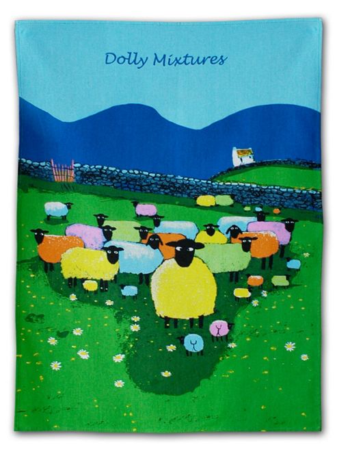 Image of Thomas Joseph Tea Towel, Dolly Mixtures Sheep Design