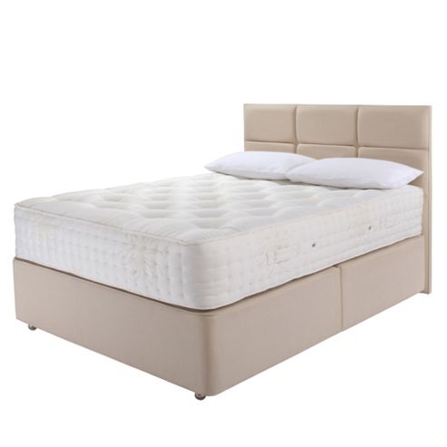 Image of Relyon Double Divan Bed Set, Natural Silk With Padded Top, Non-storage