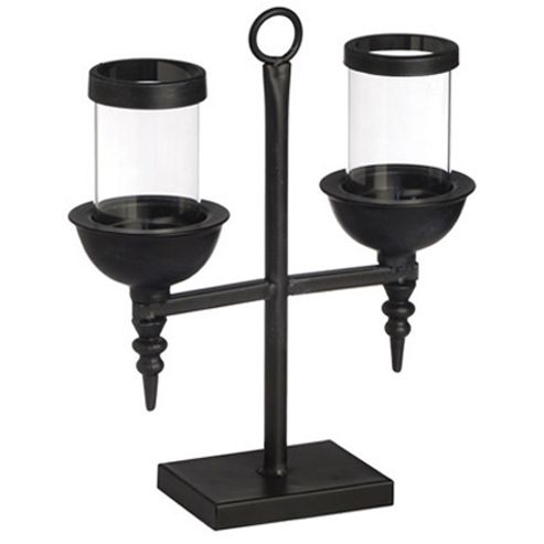 Image of Lite - Metal And Glass Tea Light / Candle Holder - Black
