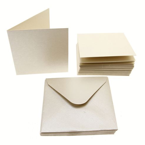 Image of 3x3 Pearl Card Blanks 300gsm 20pk - Cream.