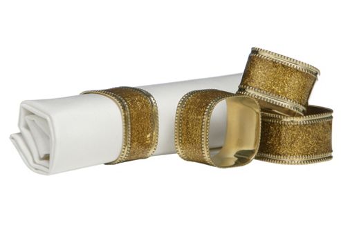 Image of Premier Housewares 3cm Nickel Plated Napkin Rings (set Of 4) - Gold