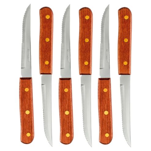 Image of Amefa Wooden Handle Steak Knives, Set Of 6