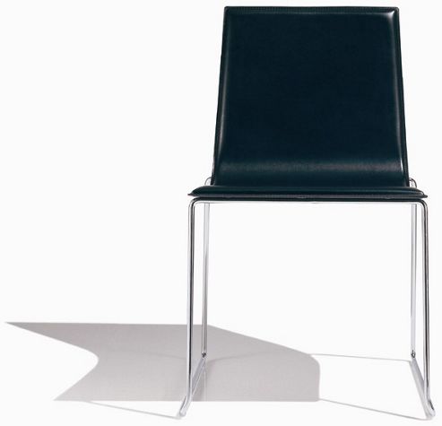 Image of Andreu World Lineal Side Chair - Sled - Fabric Divina-black