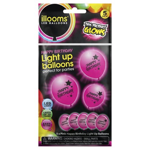 Image of Illoom Balloon Pink Happy Birthday 5pk