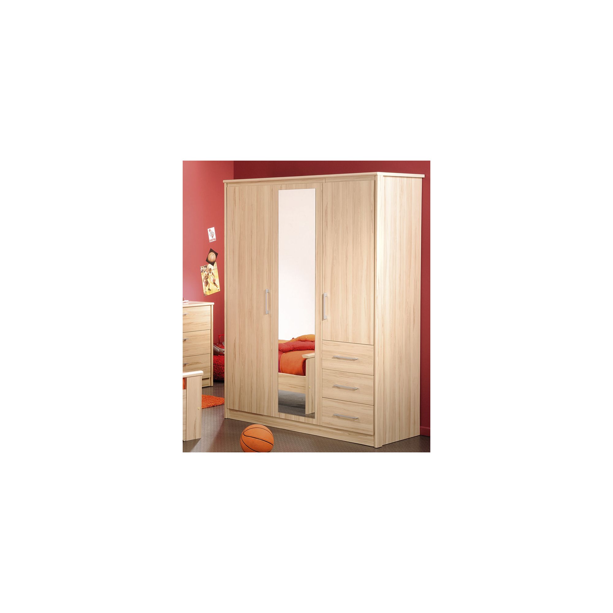 Parisot Kurt Three Door Wardrobe in Canyon Beech at Tesco Direct