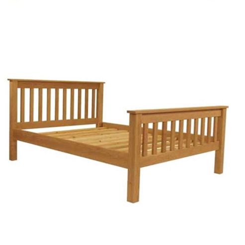 Image of Single Premier Oak Slatted High End Bed - 3ft