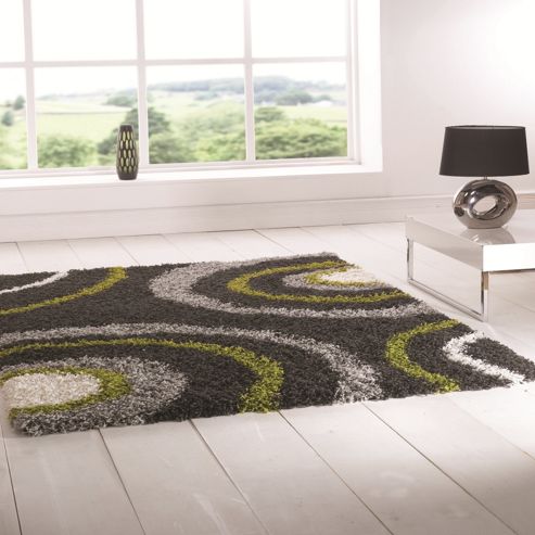 Image of Nordic Equator Lime Green/grey 120x170 Cm Shaggy Rug