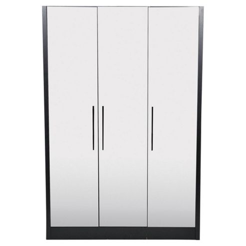 Image of Keswick Triple Mirrored Wardrobe Black