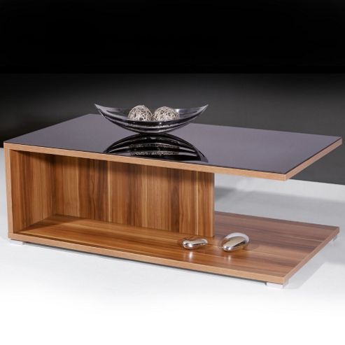 Image of Vestige - Glass Storage Coffee Table / Tv Unit - Walnut / Black