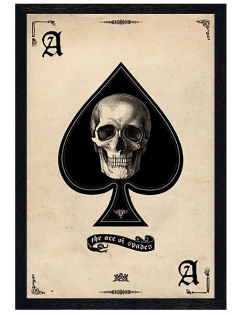 Image of Gothic Playing Card Black Wooden Framed Ace Of Spades Poster