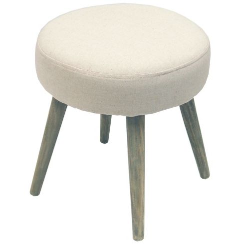 Image of Retro Fabric Dressing Stool With Wood Legs - Oatmeal Cream