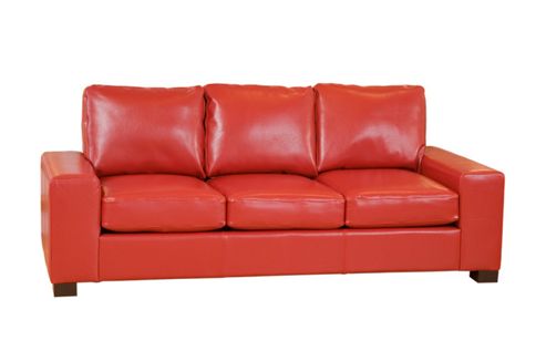 Image of Global Furniture Direct Pocket Sprung Bonded Leather 3 Seater Sofa - Red